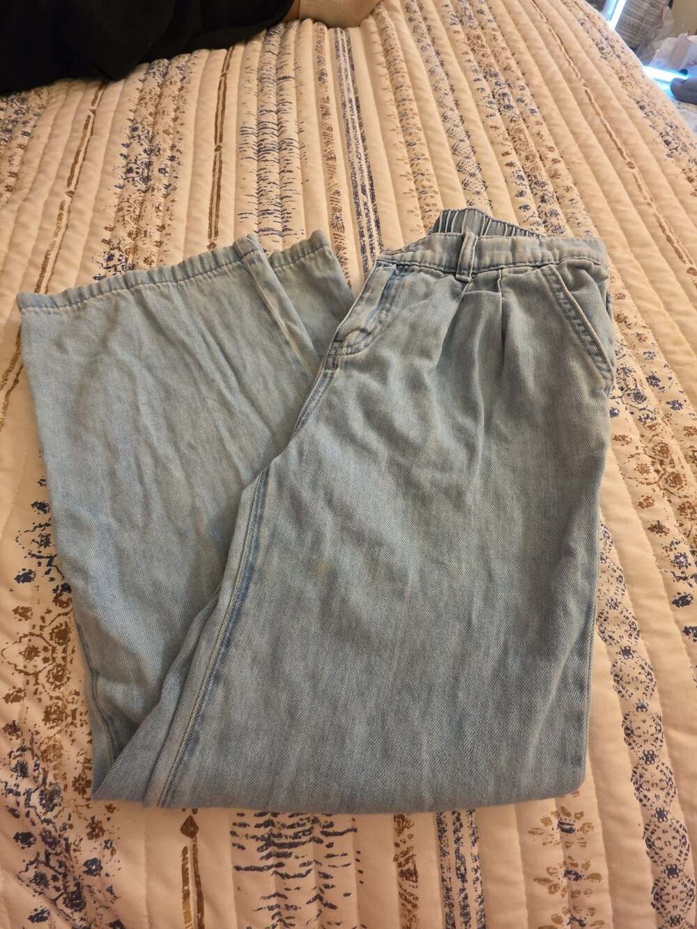 Cat & Jack Girls Light Wash Wide Leg Denim Jeans Size XL (14)